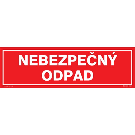 Značka NEBEZPEČNÝ ODPAD, samolepicí fólie, 290 × 85 mm